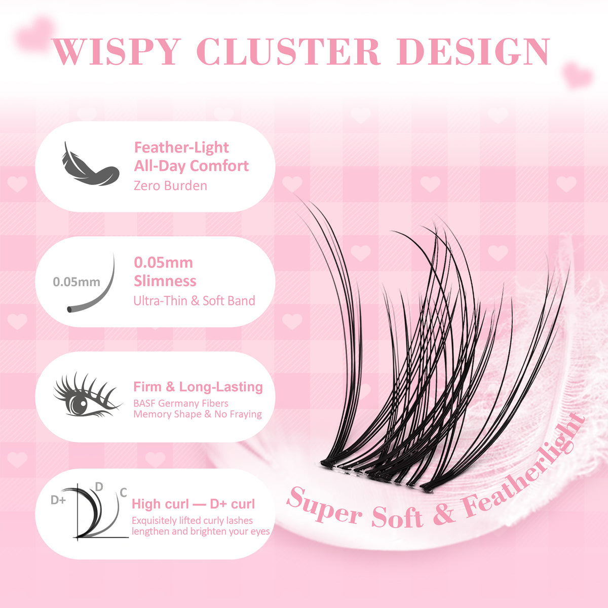 Mious Love Master Lash Clusters 8-18mm, Wispy Manga & Cat Eye DIY Lash Extensions, Natural Spiky Anime Lashes, Lightweight Individual Cluster Lashes for Beginners Eyelashes
