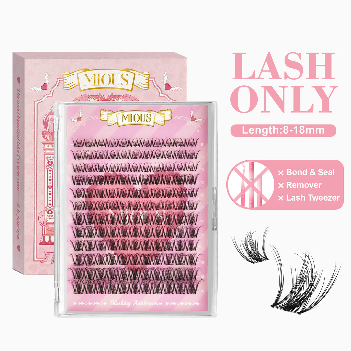 Mious Love Master Lash Clusters 8-18mm, Wispy Manga & Cat Eye DIY Lash Extensions, Natural Spiky Anime Lashes, Lightweight Individual Cluster Lashes for Beginners Eyelashes