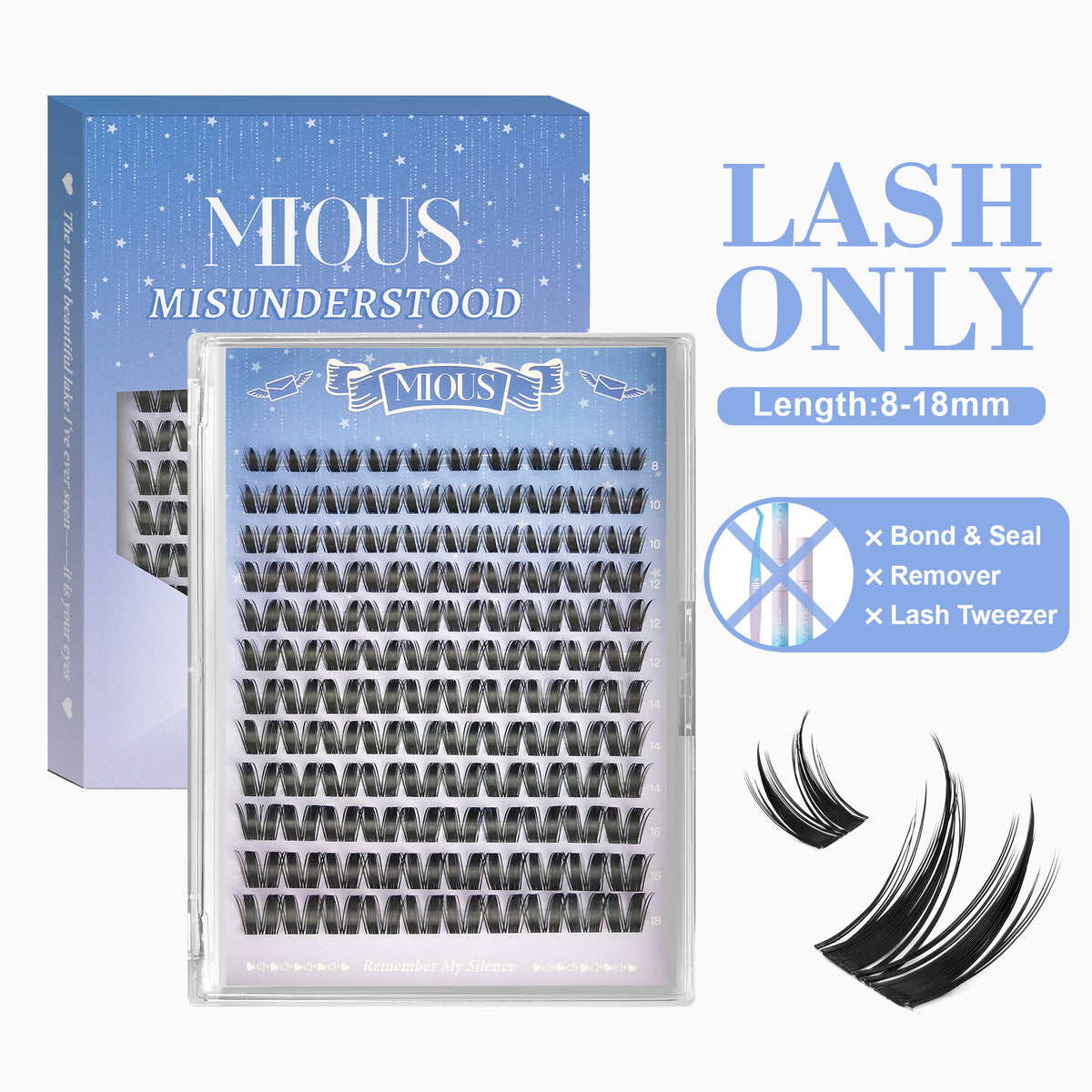 Mious Love Master Lash Clusters 8-18mm, Wispy Manga & Cat Eye DIY Lash Extensions, Natural Spiky Anime Lashes, Lightweight Individual Cluster Lashes for Beginners Eyelashes