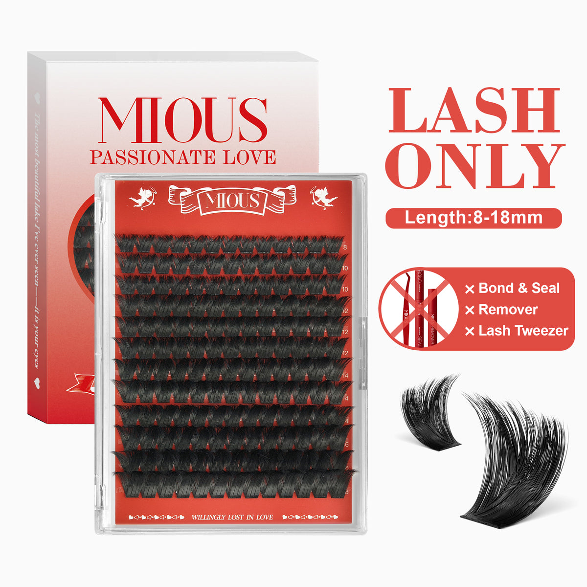 Mious Love Master Lash Clusters 8-18mm, Wispy Manga & Cat Eye DIY Lash Extensions, Natural Spiky Anime Lashes, Lightweight Individual Cluster Lashes for Beginners Eyelashes