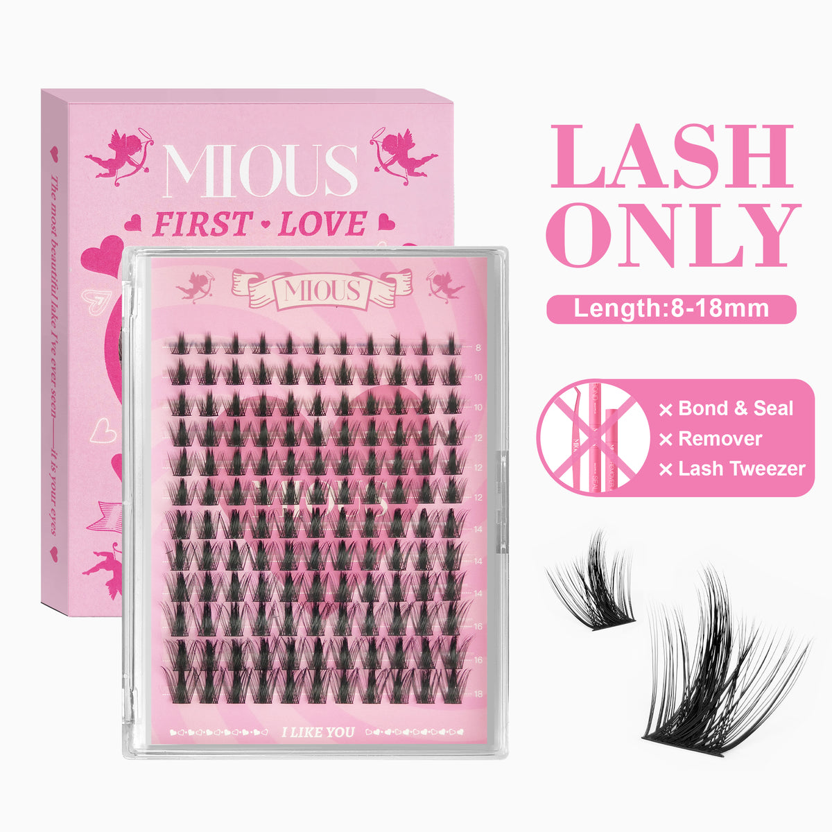 Mious Love Master Lash Clusters 8-18mm, Wispy Manga & Cat Eye DIY Lash Extensions, Natural Spiky Anime Lashes, Lightweight Individual Cluster Lashes for Beginners Eyelashes