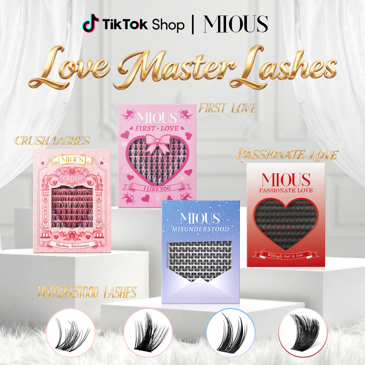 Mious Love Master Lash Clusters 8-18mm, Wispy Manga & Cat Eye DIY Lash Extensions, Natural Spiky Anime Lashes, Lightweight Individual Cluster Lashes for Beginners Eyelashes